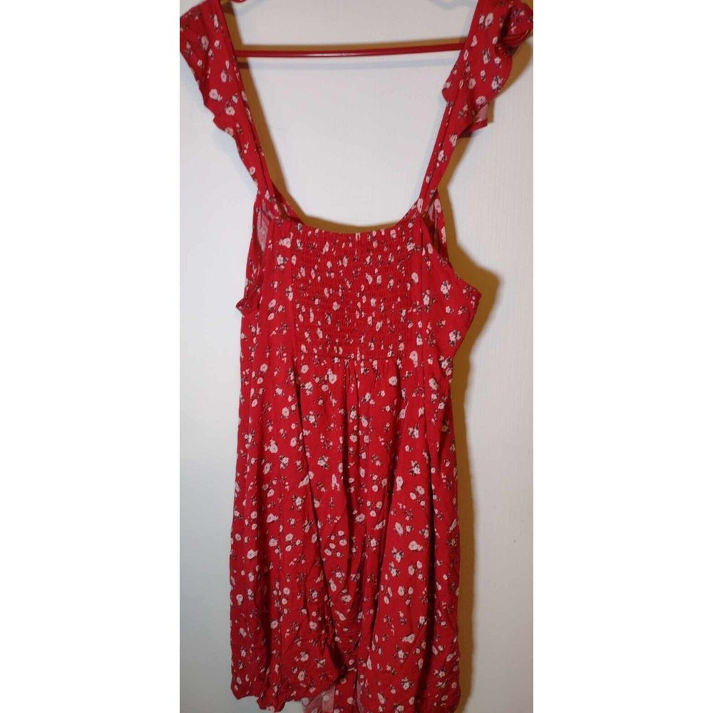 Mossimo Supply Co Womens Red Floral Ruffled Mini Sundress Shirted Back Size XL